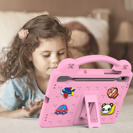 Husă pentru copii pentru Samsung Galaxy Tab S7/S8/S9, Cute Patterns, cu suport, roz