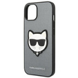 Karl Lagerfeld Huse pentru iPhone 14, Saffiano Choupette Head Patch, de argint