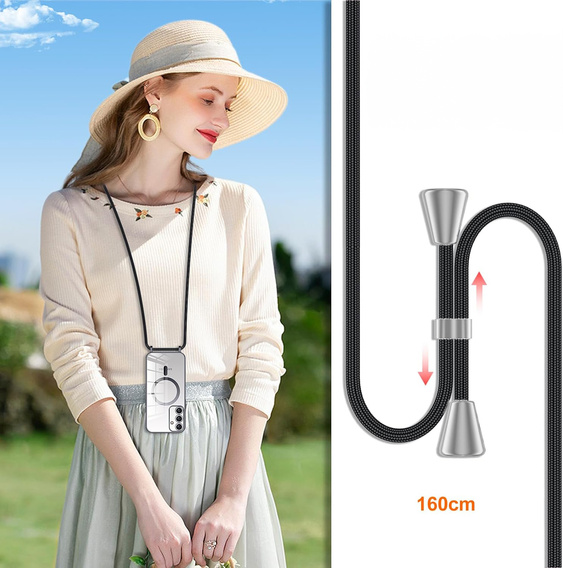 Husă pentru Samsung Galaxy S25+ Plus, Electro MagSafe, negru + Lanyard