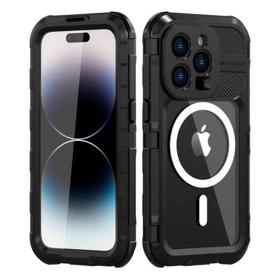 Carcasă impermeabilă IP68 pentru iPhone 15 Pro Max, SHELLBOX MagSafe, negru