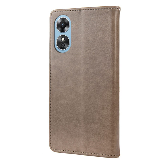 Cu clapetă pentru Oppo A17, Butterfly, gri