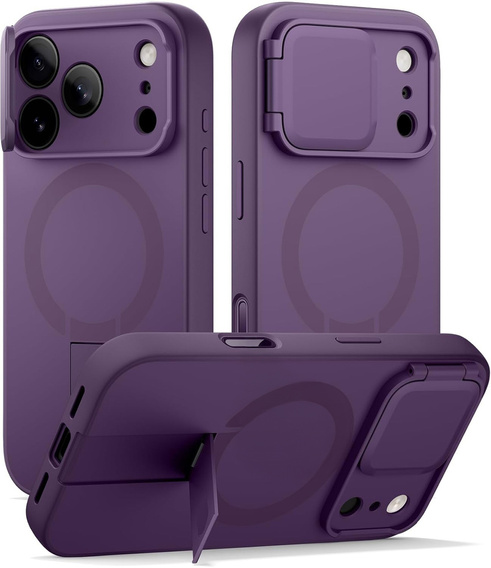 Husă Suritch rezistentă la șocuri, cu suport și capac pentru cameră, pentru MagSafe pentru iPhone 17 Pro Max