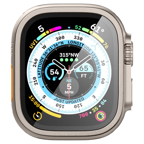 Szkło Hartowane SPIGEN GLAS.TR SLIM PRO do Apple Watch Ultra 49mm, z ramką, titanium / szare