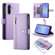 Cu clapetă pentru Samsung Galaxy A36 5G, Wallet Zipper Pocket, violet