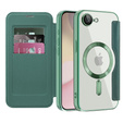 Cu clapetă pentru iPhone 16E, RFID Wallet MagSafe CamShield, verde