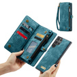 Husă CASEME pentru Samsung Galaxy S25 Ultra, Retro Leather Wallet, cu curea de umăr, verde