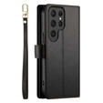 Cu clapetă pentru Samsung Galaxy S25 Ultra, Wallet Zipper Pocket, negru