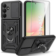 Carcasă blindată pentru Samsung Galaxy A56, CamShield Slide, negru + sticlă călită 9H