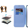 Cu clapetă pentru Samsung Galaxy A26, RFID Wallet MagSafe CamShield, albastru