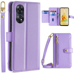 Cu clapetă pentru Oppo Reno8 T 4G, Wallet Zipper Pocket, violet