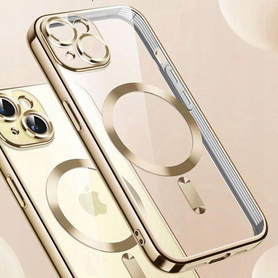 Husă pentru iPhone 15, Electro MagSafe, de aur + Sticlă pentru ecran