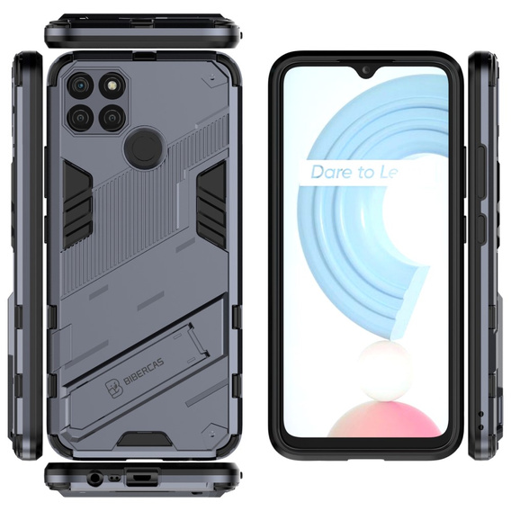 Husa pentru Realme C21Y/C25Y, Military kickstand, albastru