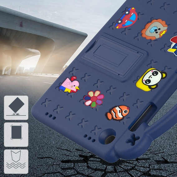 Husă pentru copii pentru Samsung Galaxy Tab A11 Plus / A9 Plus, Cute Patterns, cu suport, albastru închis