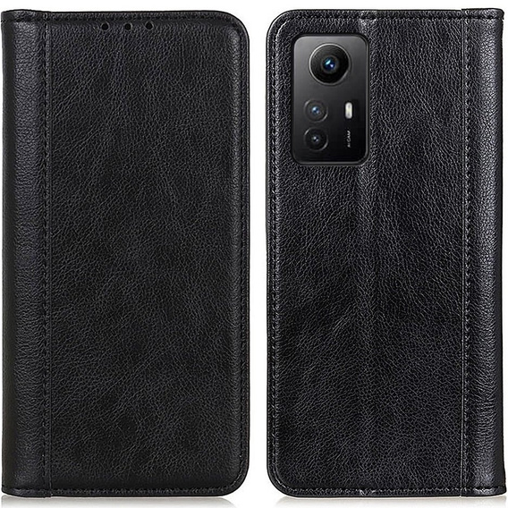 Huse pentru Xiaomi Redmi Note 12S, Wallet Litchi Leather, negru