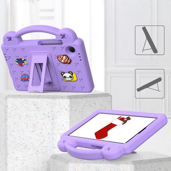 Husă pentru copii pentru Samsung Galaxy Tab A11 / A9, Cute Patterns, cu suport, violet