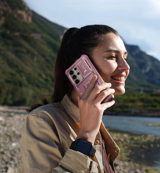 Husă blindată pentru Samsung Galaxy S24 Ultra, Dexnor Full Body (Two Frames), roz rose gold