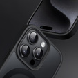 Husă pentru iPhone 15 Pro Max, pentru MagSafe, ERBORD Matt Case, negru + sticlă pentru ecran