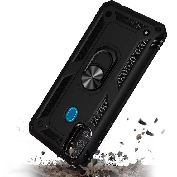 Husă blindată pentru Samsung Galaxy M21, Nox Case Ring, negru