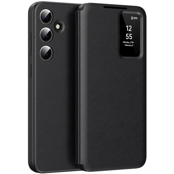 Husă cu clapetă pentru Samsung Galaxy S25+ Plus, Smart View Wallet, negru