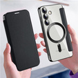 Cu clapetă pentru Samsung Galaxy S24+ Plus, RFID Wallet MagSafe CamShield, negru