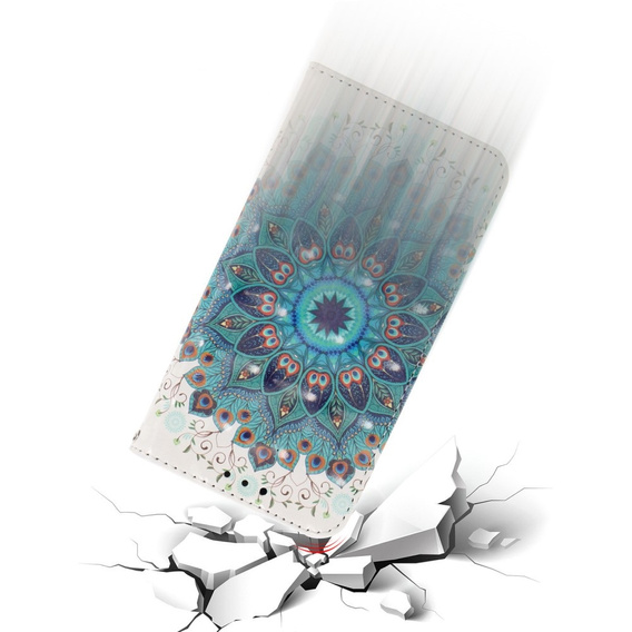 Cu clapetă pentru Samsung Galaxy A54 5G, Wallet mandala, alb