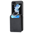Carcasă pentru Samsung Galaxy Z Flip7 FE / Z Flip6, Card Slot Ring Case, negru
