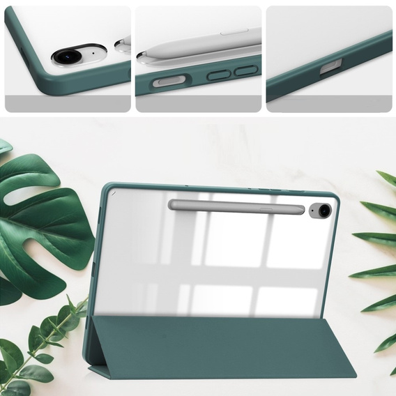 Husă pentru Samsung Galaxy Tab S10 Lite / S10 FE / S9 FE, Smartcase Hybrid, cu spațiu pentru stylus, verde închis