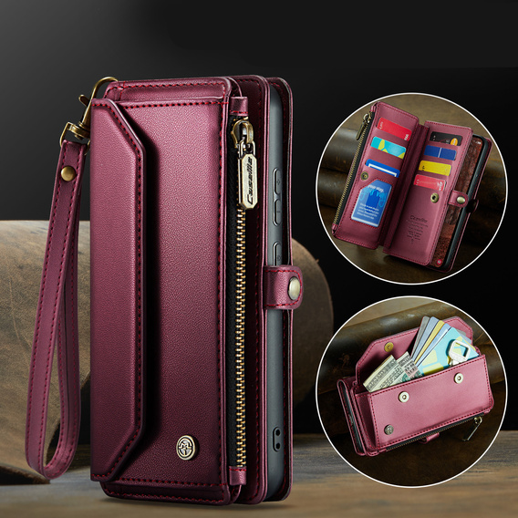 Husă din piele CASEME RFID pentru Samsung Galaxy S26 Ultra, roșie