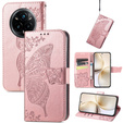 Cu clapetă pentru Realme 14 Pro 5G, Butterfly, roz rose gold