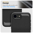 Carcasa Spigen pentru iPhone 16E, Rugged Armor MagSafe, negru + Tempered Glass 9H
