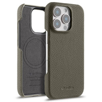 Carcasă MELKCO pentru iPhone 16 Pro, din piele, gri