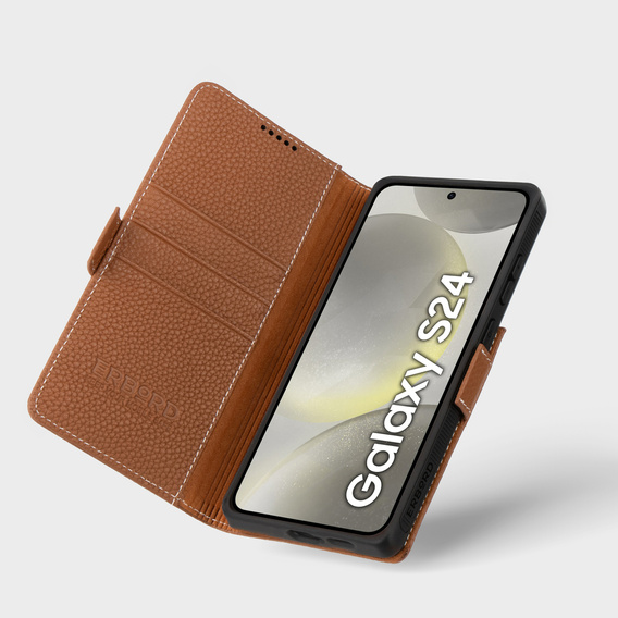 Husă din piele pentru Samsung Galaxy S24, ERBORD LeatherWallet, maro