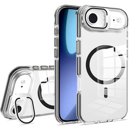 Husă pentru iPhone Air, pentru MagSafe, cu suport, transparentă cu inserții negre