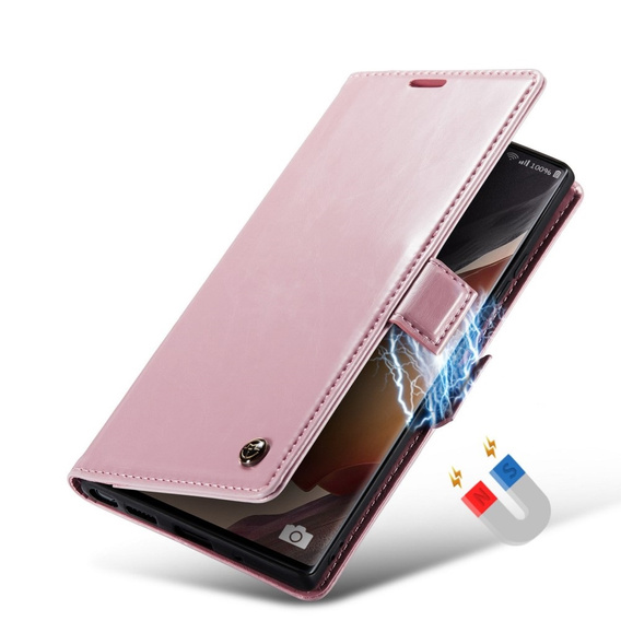 Carcasă flip CASEME pentru Samsung Galaxy Note 20 Ultra, Waxy Textured, roz