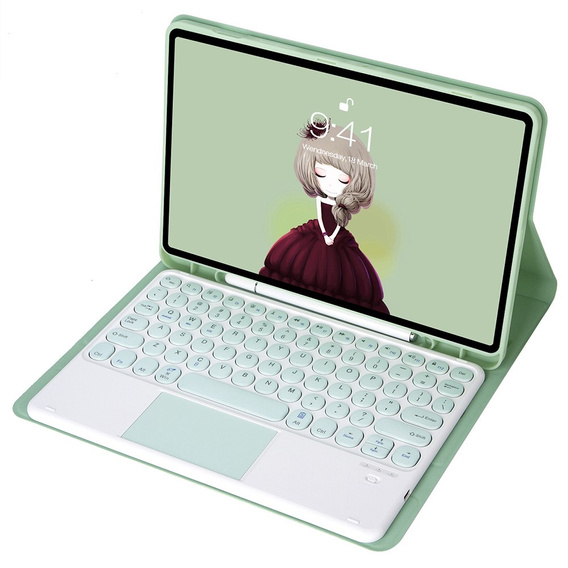 Carcasă + tastatură Samsung Galaxy Tab S6 Lite 2020 P610/P615 / S6 Lite 2022 10.4, Touchpad Pen Slot, verde deschis