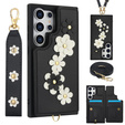 Husa pentru Samsung Galaxy S25 Ultra, Leather Flower Card Slot, negru