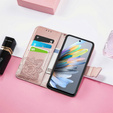 Cu clapetă pentru Motorola Moto G15 / Motorola Moto G15 Power, Butterfly, roz rose gold
