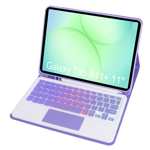 Husă cu tastatură Bluetooth iluminată și touchpad pentru Samsung Galaxy Tab A11+