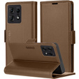 Husă pentru Motorola Edge 50 Pro, ERBORD Glossy Litchi, portofel cu clapetă, maro