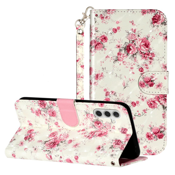 Cu clapetă pentru Samsung Galaxy A35 5G, Wallet, Roses alb