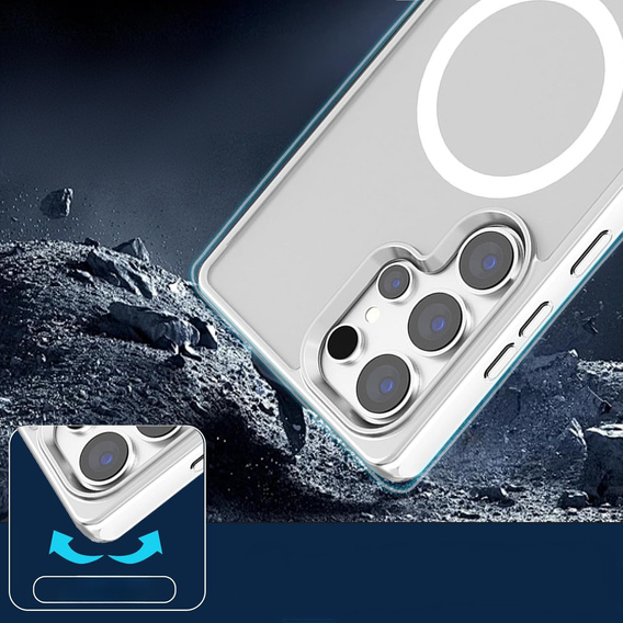 Husă pentru Samsung Galaxy S25 Ultra, Kickstand Matt Case, pentru MagSafe, de argint