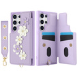 Husa pentru Samsung Galaxy S25 Ultra, Leather Flower Card Slot, violet