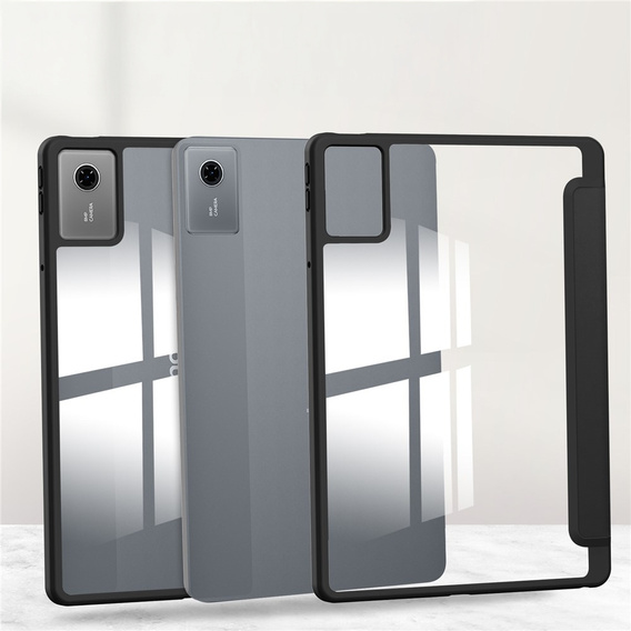 Husă pentru Lenovo Idea Tab 11" / Tab K11 11" (2 gen.), cu spate transparent și suport pentru stylus, negru