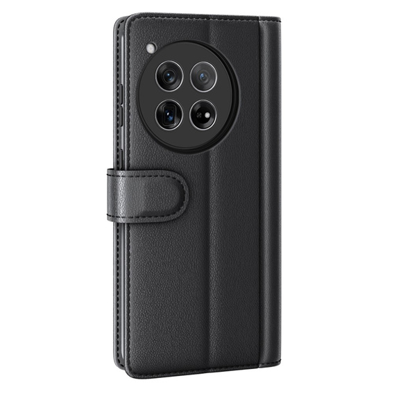 Husa cu clapetă pentru OnePlus 12 5G, Split Leather, negru