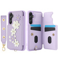 Husa pentru Samsung Galaxy S23 FE, Leather Flower Card Slot, violet