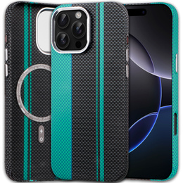 Carcasa pentru iPhone 16 Pro Max, Carbon Fiber MagSafe, negru / albastru