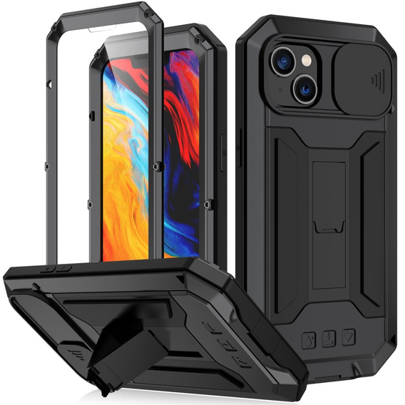 Husă blindată pentru iPhone 14, R-JUST CamShield Slide, negru