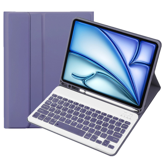 Carcasă + tastatură Apple iPad Air 11" 6 gen. 2024, Leather Pen Slot, violet