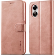 Cu clapetă pentru Oppo A17, LC.IMEEKE, roz rose gold