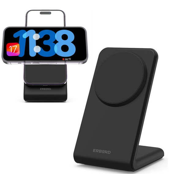 Încărcătorul wireless inductiv ERBORD, 15W, negru